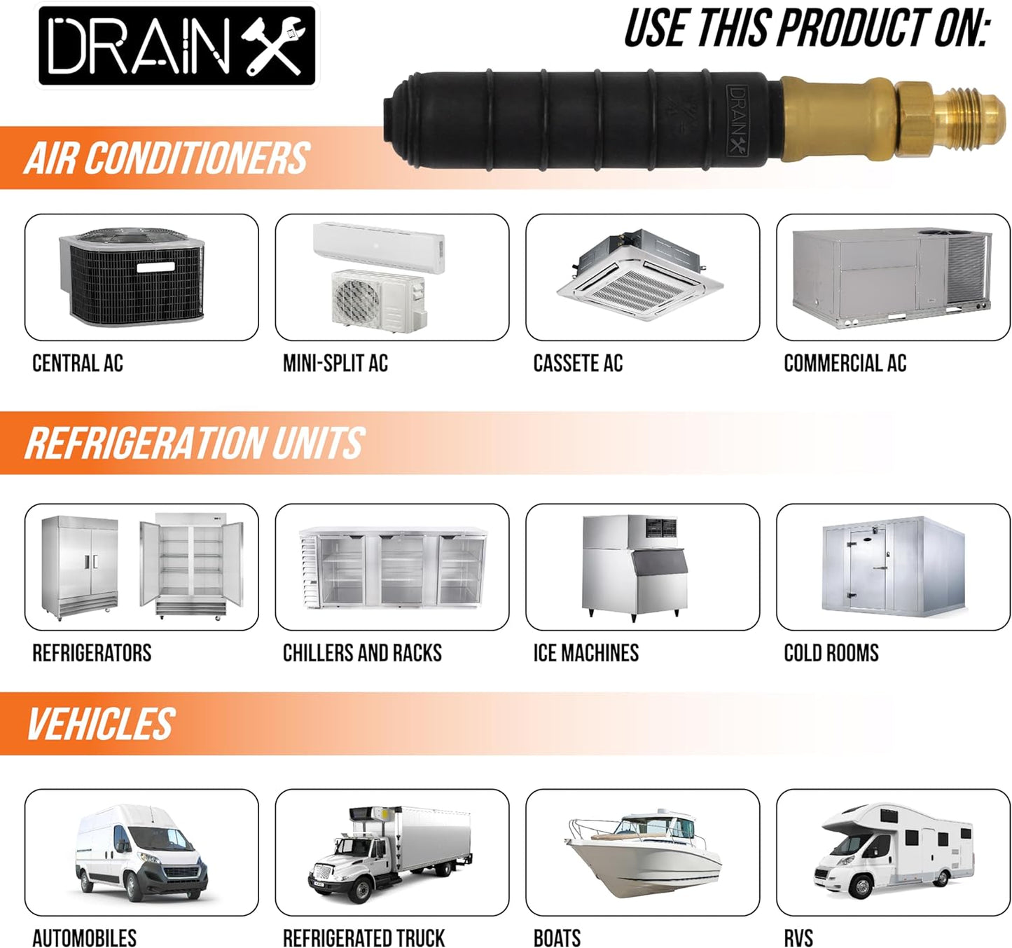 Drainx Air Pressure Drain Bladder for A/C Condensate Lines and Drain pipes (3/4"-1" Diameter)