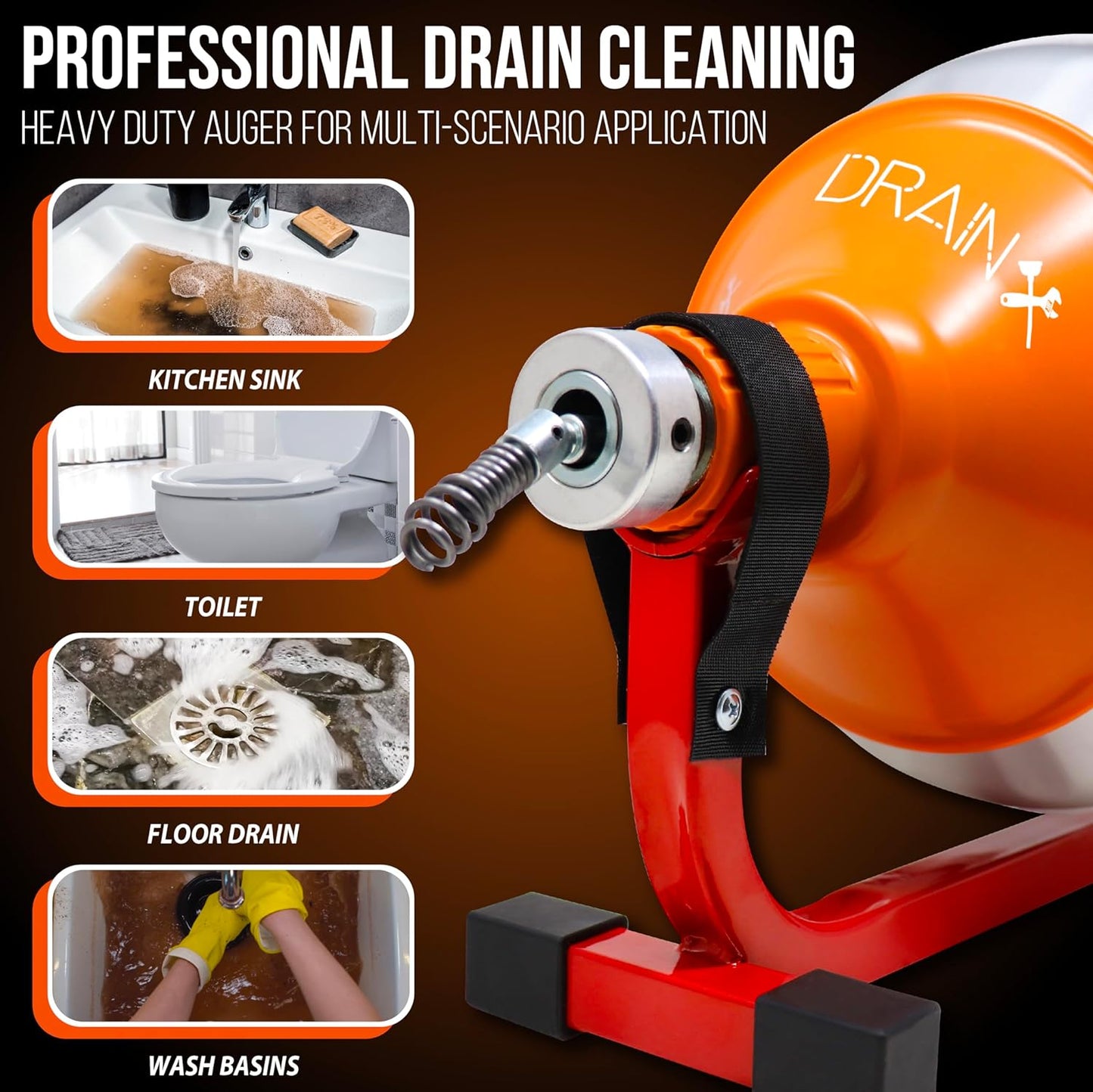 DrainX X25 PowerDrive Electric Drain Cleaning Machine, 1/4" Cable, 25 FT