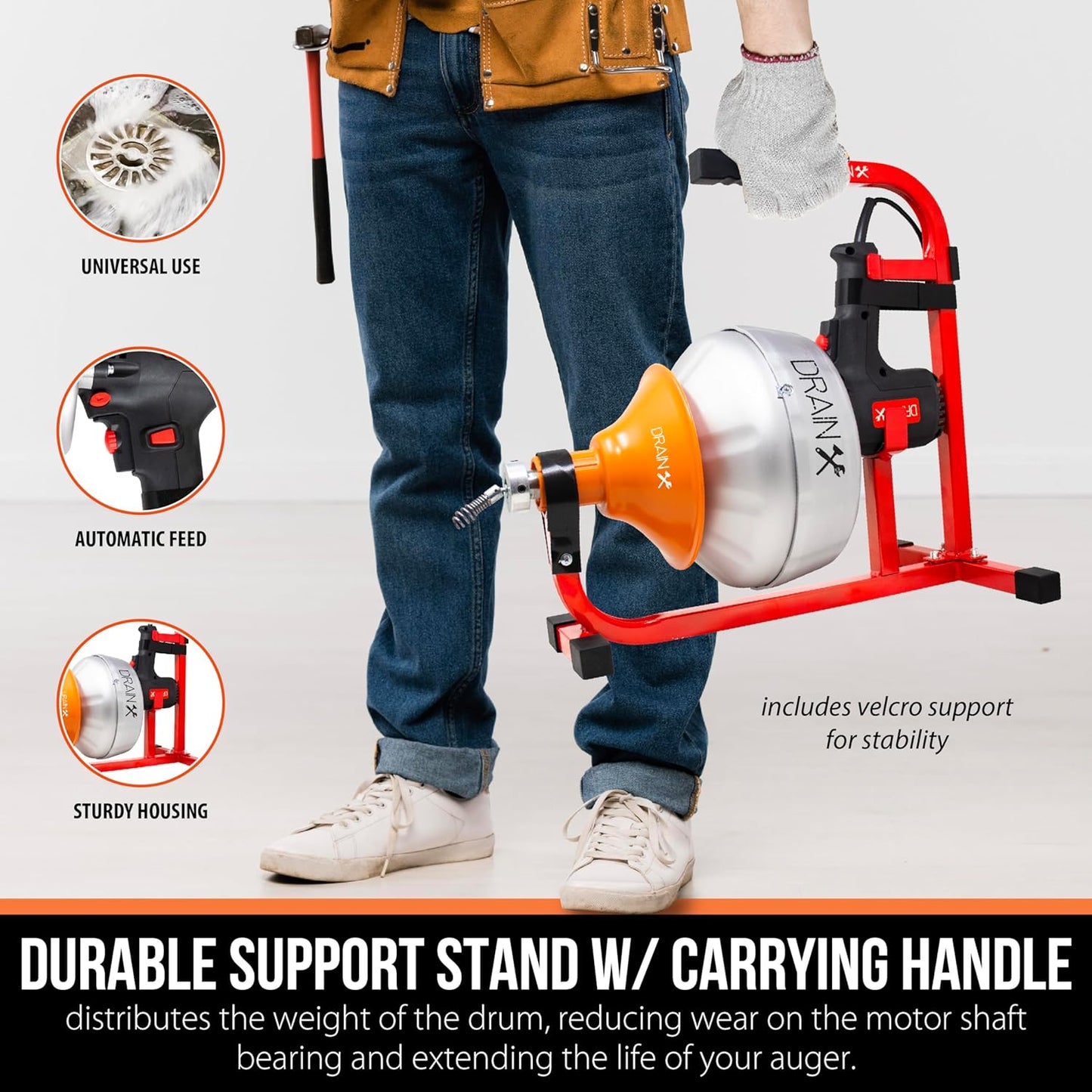 DrainX X25 PowerDrive Electric Drain Cleaning Machine, 1/4" Cable, 25 FT