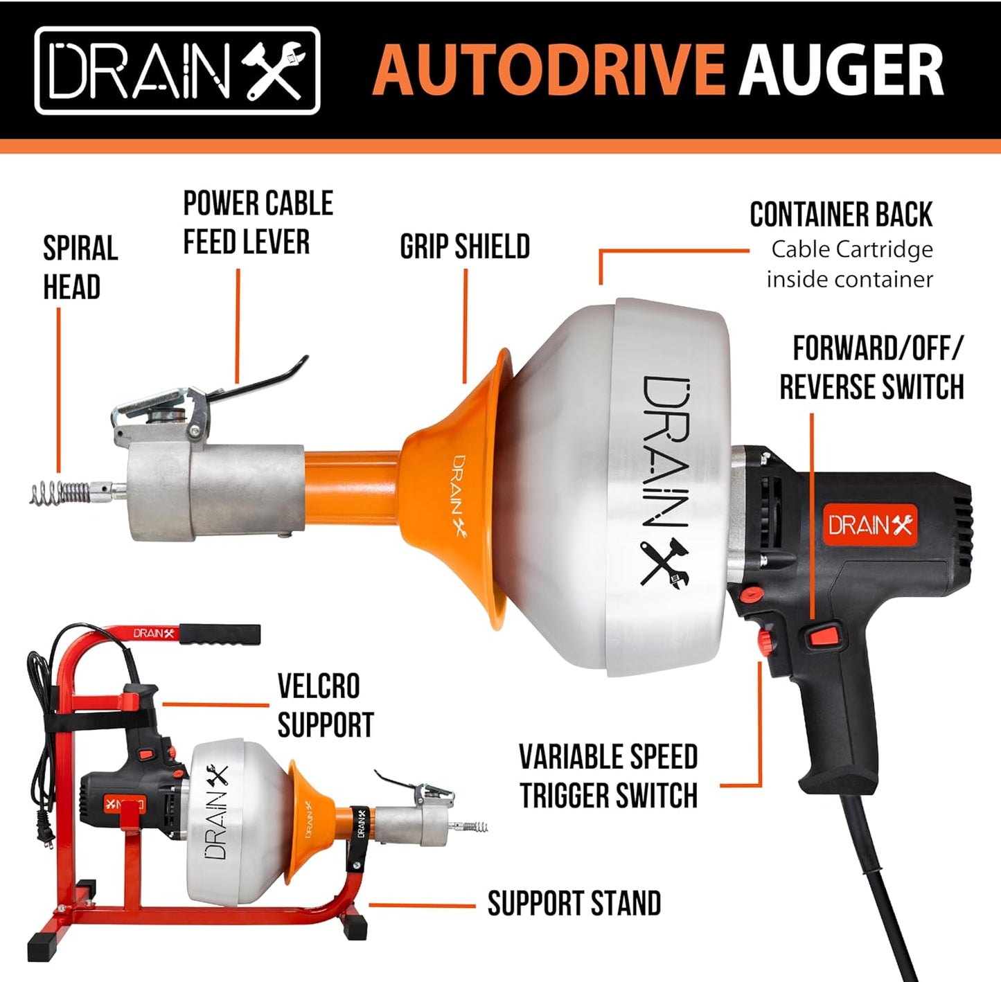 XS25 Electric Spinfeed Drum Auger, 1/4