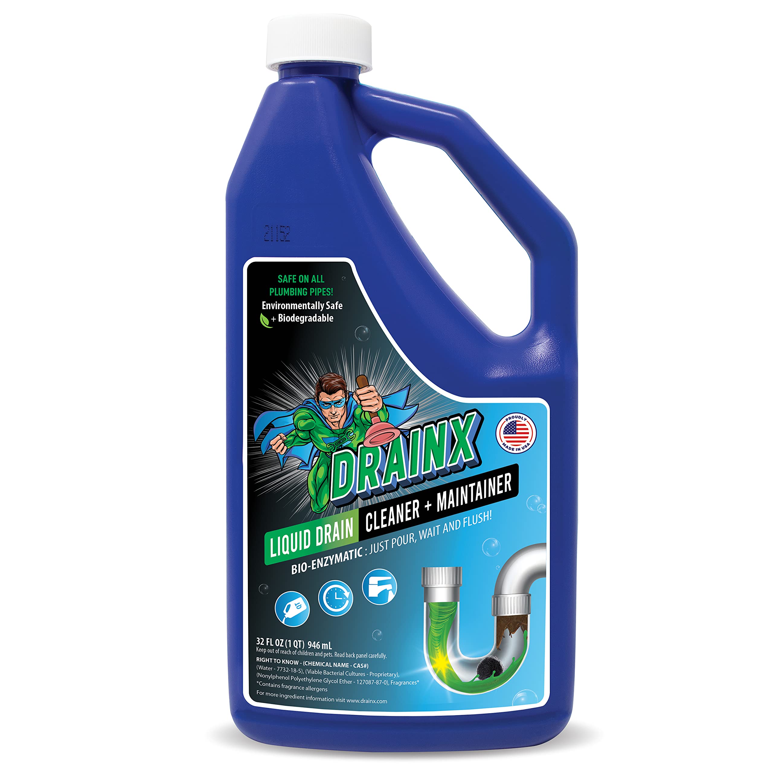 ComStar Blow Out 30-475 Drain Cleaner, Liquid, Dark Green, Odorless, 1 qt  Bottle #VORG0564344, 30-475