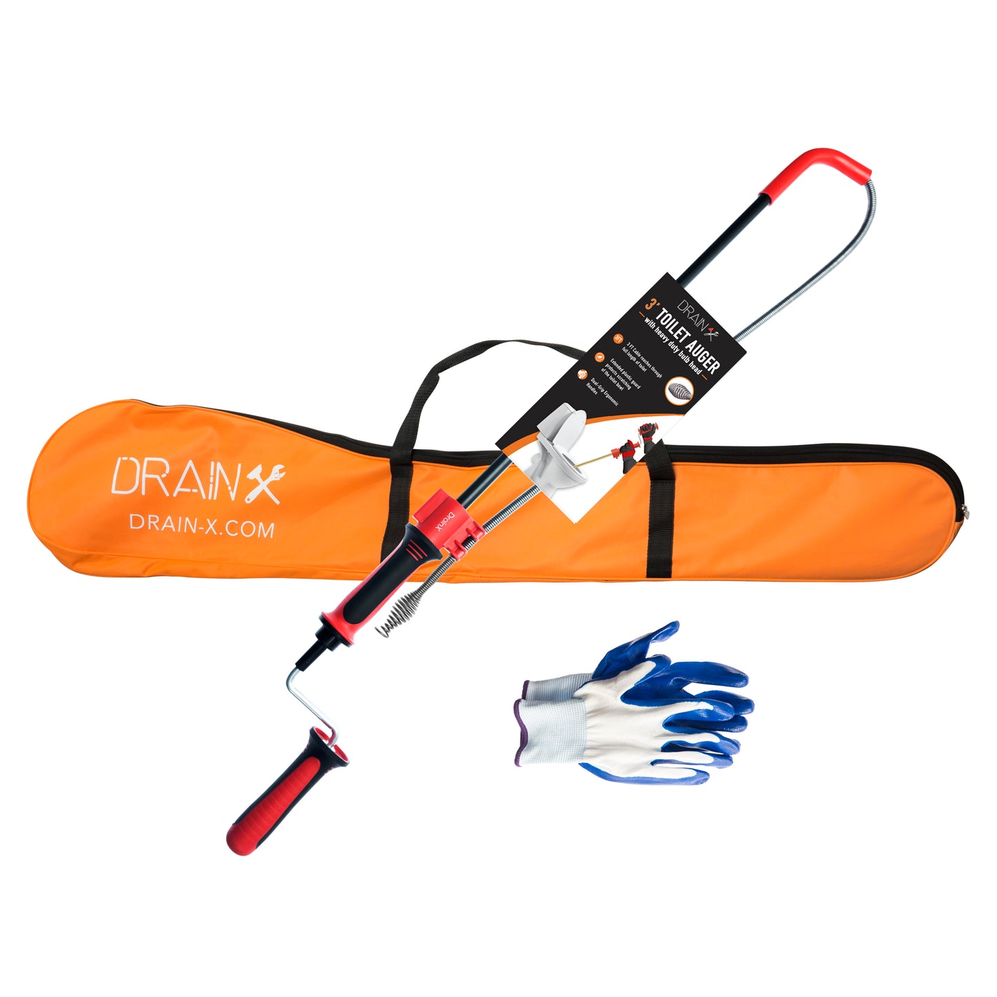 3FT Toilet Auger with Heavy Duty Bulbhead | Use with Drill or Manually