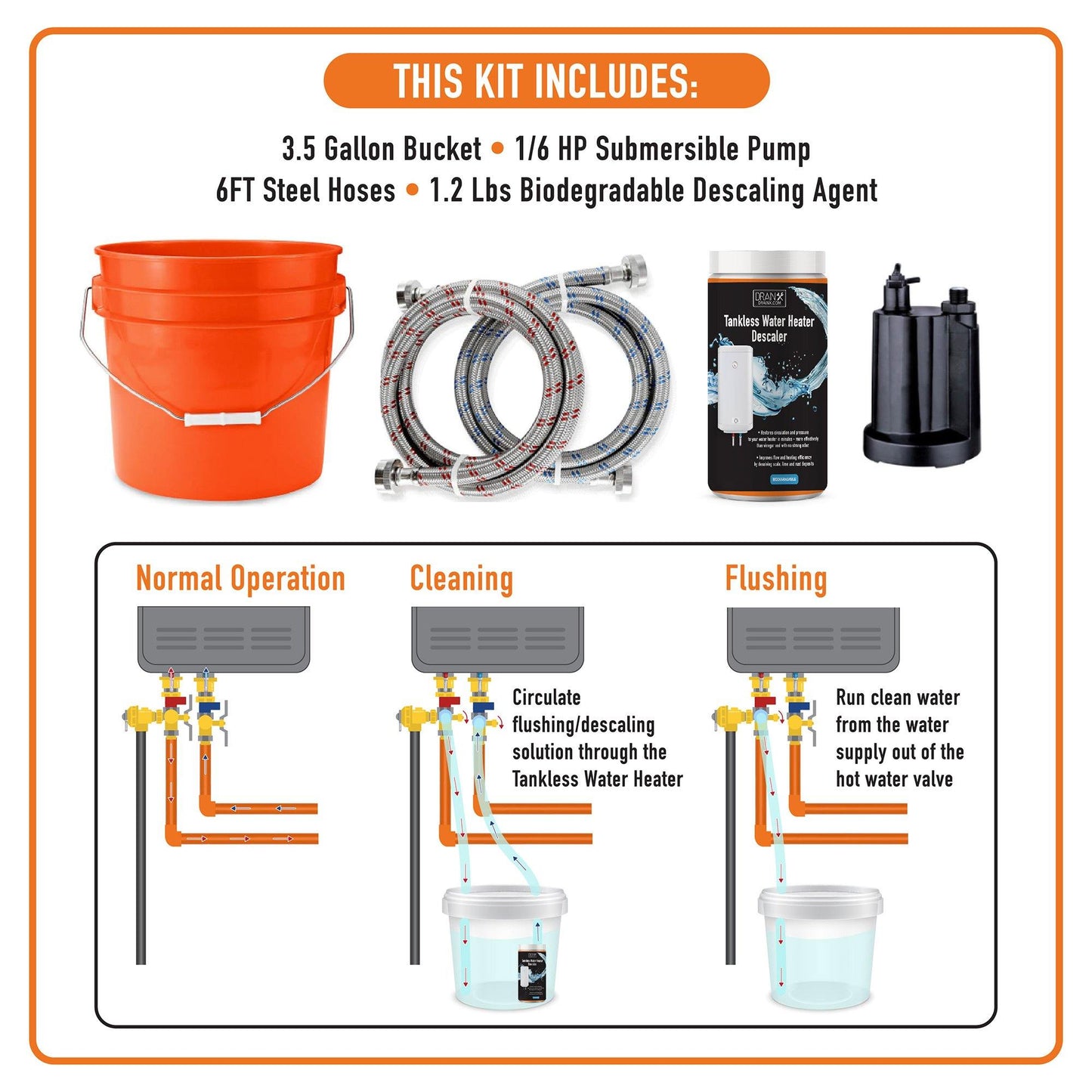 Tankless Water Heater Descaler Kit (Biodegradable)