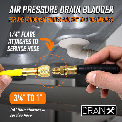 Drainx Air Pressure Drain Bladder for A/C Condensate Lines and Drain pipes (3/4"-1" Diameter)