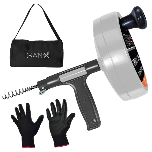 DrainX SPINFEED 50 Foot Drum Auger, Use Manually or Drill Powered - Auto  Extend and Retract Plumbing Snake